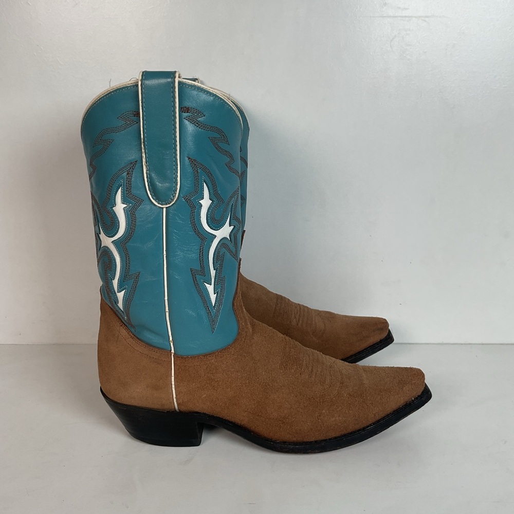 Dan Post Pee Wee Suede Cowgirl Boots 8 M Rough Out Suede - Picture 13 of 16